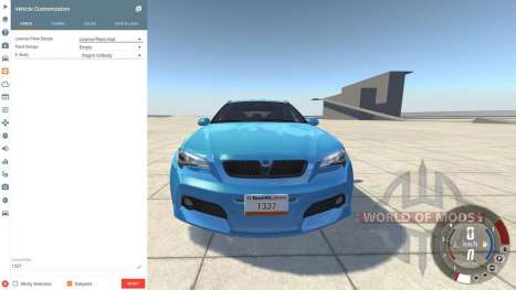 Working mod on the license plate in BeamNG Drive