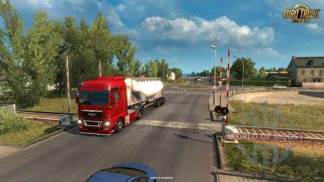 Railway crossing in the Vive La France update for Euro Truck Simulator 2