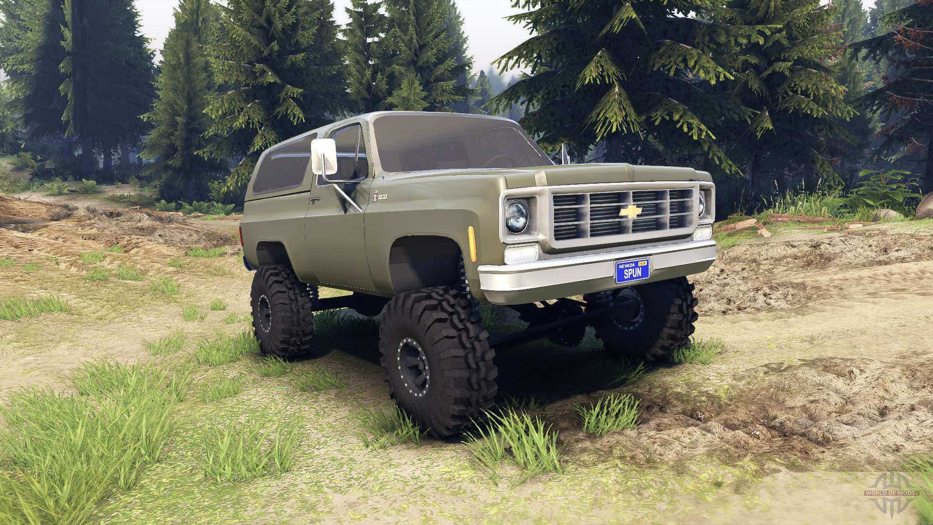 Chevrolet K5 Blazer 1975 army green for Spin Tires