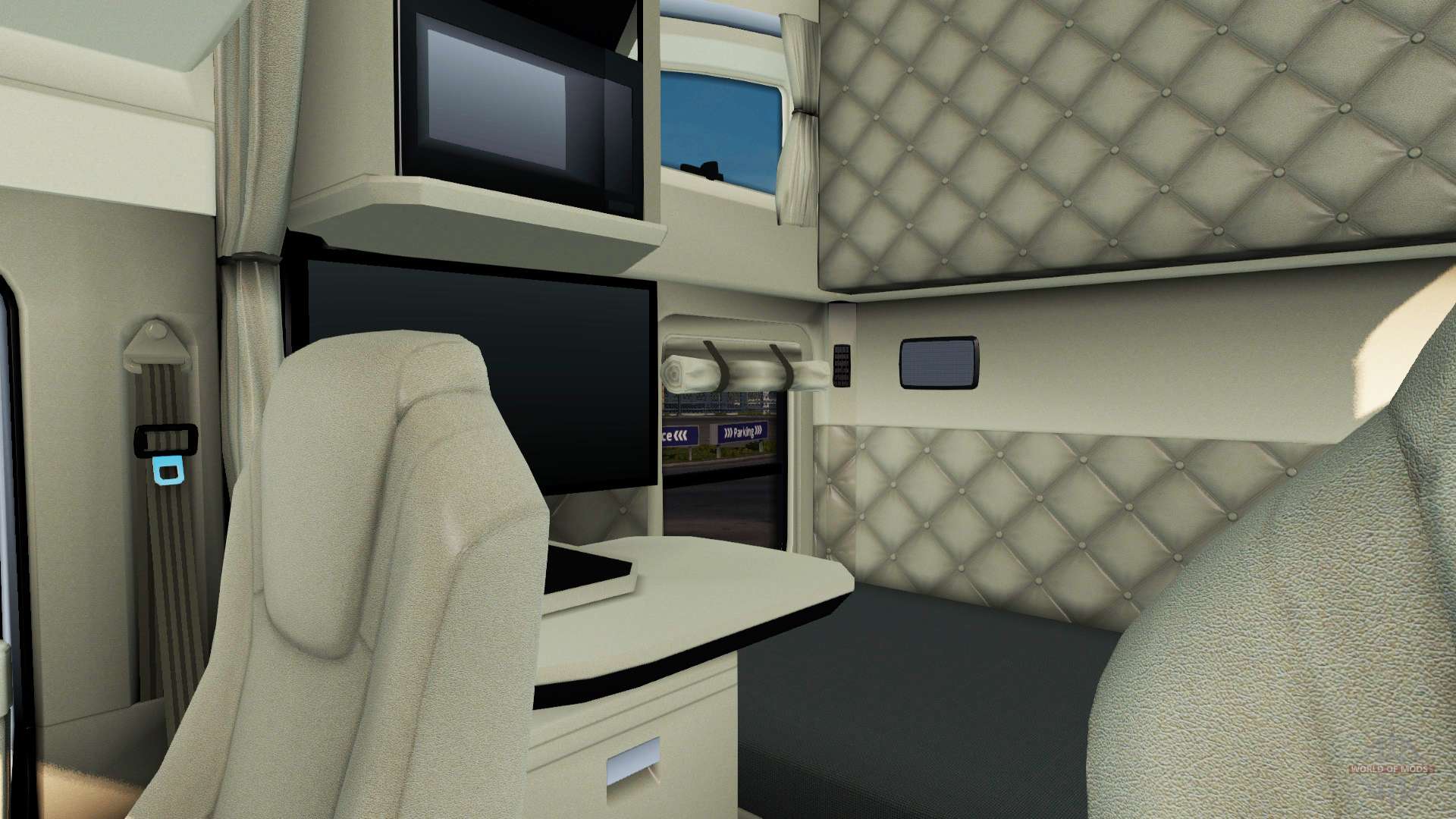 The luxury interior in Kenworth T680 for American Truck Simulator